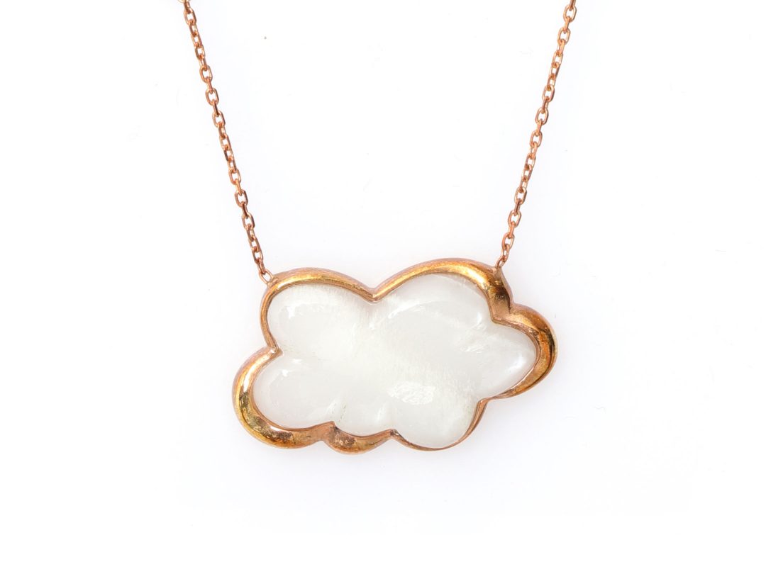 Moonstone and Pearl Cloud Gemstone Chain Necklace