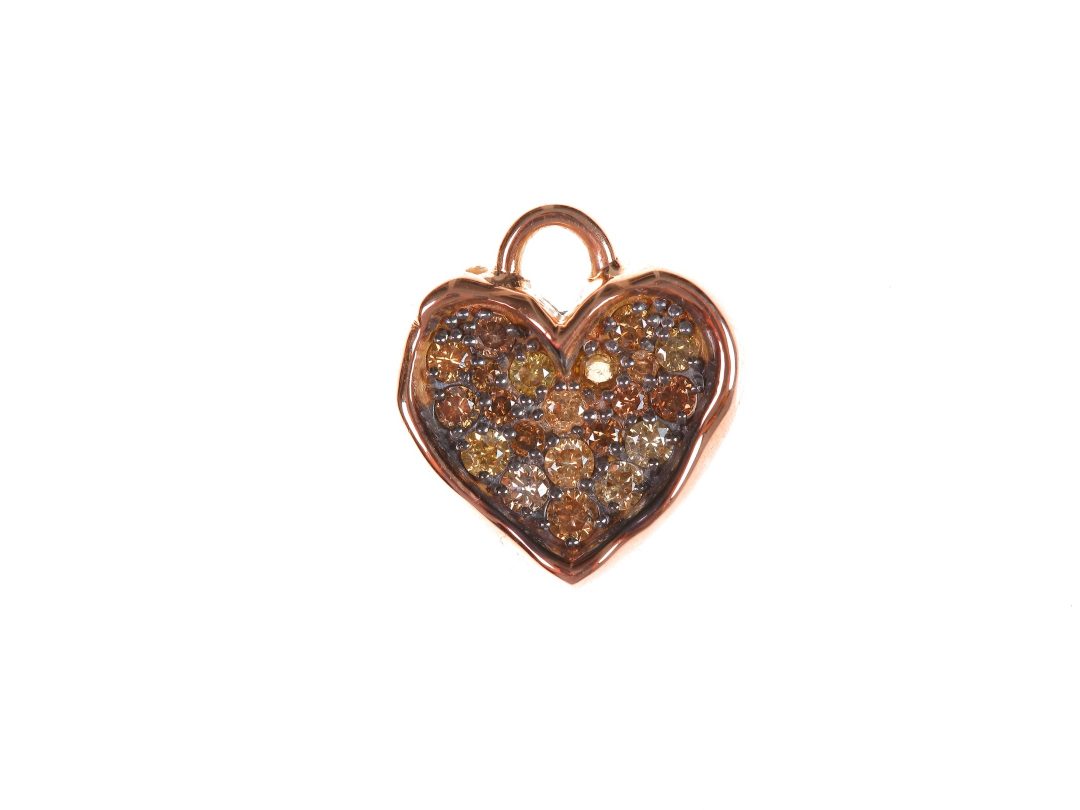 Cognac Diamond Small Heart Charm
