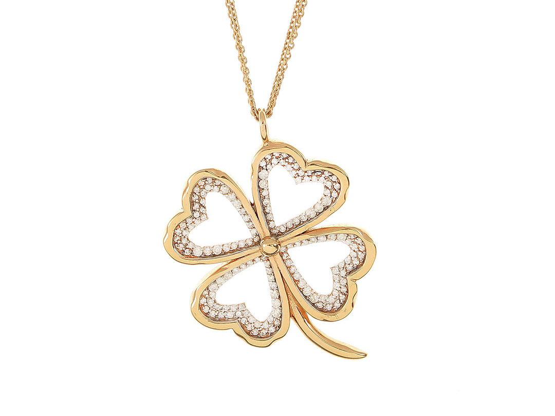White Gold and Diamond Four-leaf Clover Jewelry Set | KLENOTA