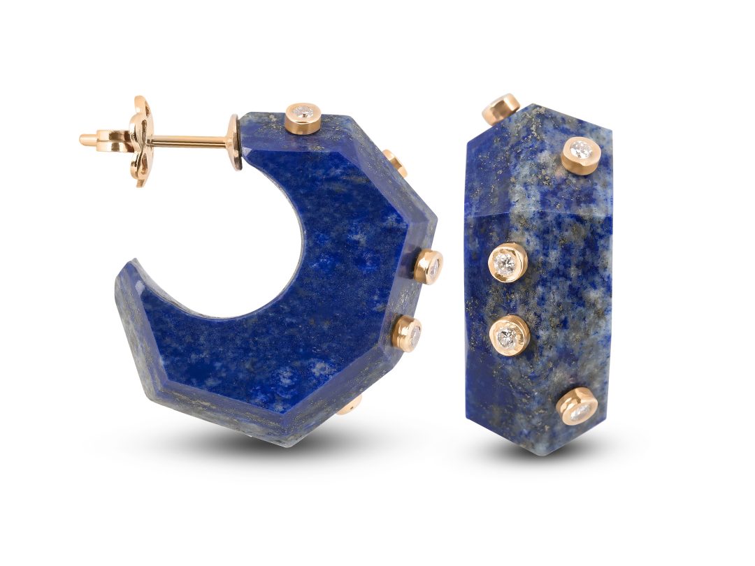 Lapis Lazuli Milestone Hoop Earrings