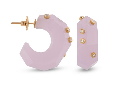 Rose Quartz Milestone Hoop Earrings