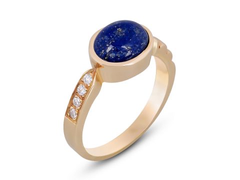 Lapis Lazuli Thin Merdiven Diamond Ring